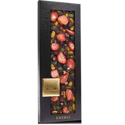 Горький шоколад ChocoMe MG105, Фисташки Бронте, клубника, ягоды черной смородины, арахис с медом, 110 г